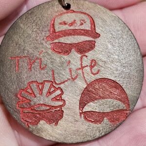 Triathlon Keychain – Laser Engraved Wood for Tri Life Lovers
